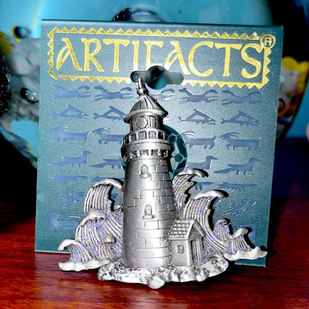 Vintage JJ Pewter Lighthouse Brooch (9769) Jonette Jewelry ❤️